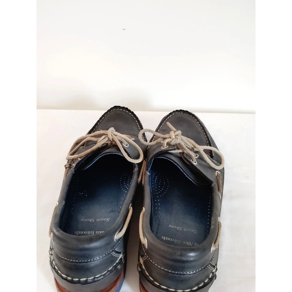Allen Edmonds South Shore Men 9.5D Nautical Navy Blue Leather Boat Shoe Moc Toe